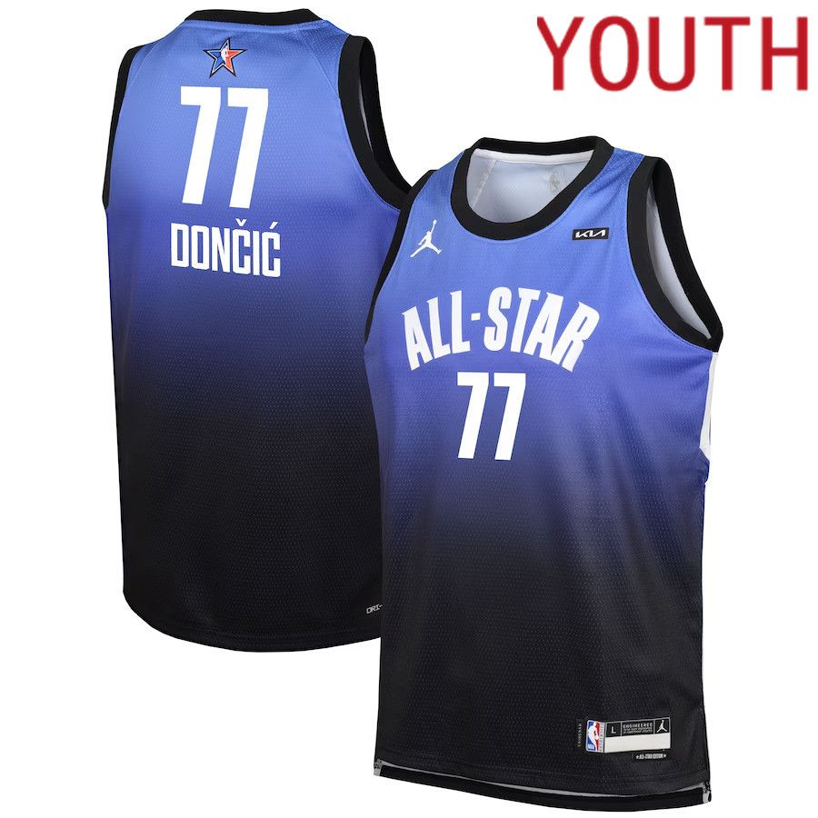 Youth Dallas Mavericks #77 Luka Doncic Jordan Brand Blue 2023 NBA All-Star Game Swingman NBA Jersey->youth nba jersey->Youth Jersey